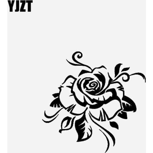 YJZT 16.8CM*16.4CM Creative Decoration Of Roses Car Sticker Vinyl Decal Black/Silver C23-0404
