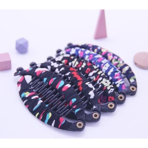 Hair Claws Clip Fish Shape Banana Barrettes Flower printing Fabric Hairpins Hair Accessories For Women Hair Clip Clamp ACC50