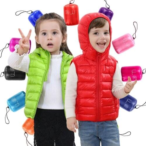 2-9Year Kids Vest New Baby Boys Girls Waistcoat 90% White Duck Down Vest Ultralight Warm Kids Outerwear Coats Baby Winter Vest