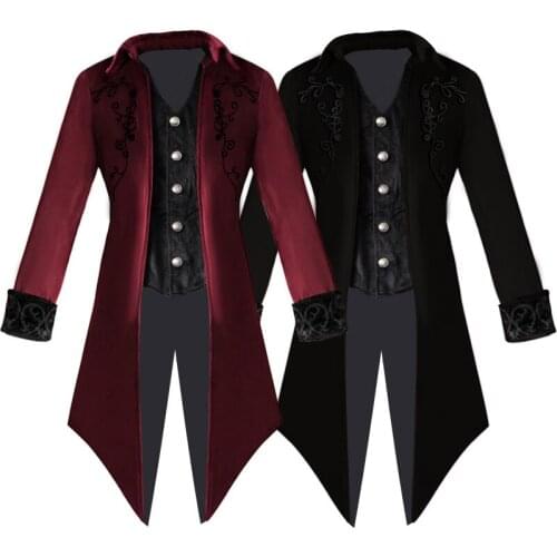 Retro Gothic male waistcoat Medieval costume daily wear Halloween movie cosplay swallow-tailed coat gentleman vampire cosplay