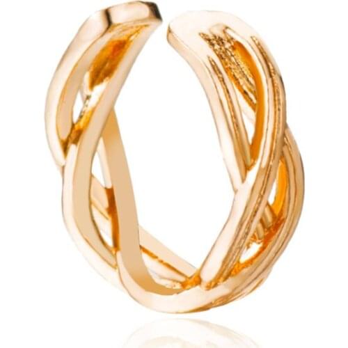 Golden White Braided Twisted Golden White Single Clip-on Earrings Copper Simple Ear Cuff Clip Earrings For Women