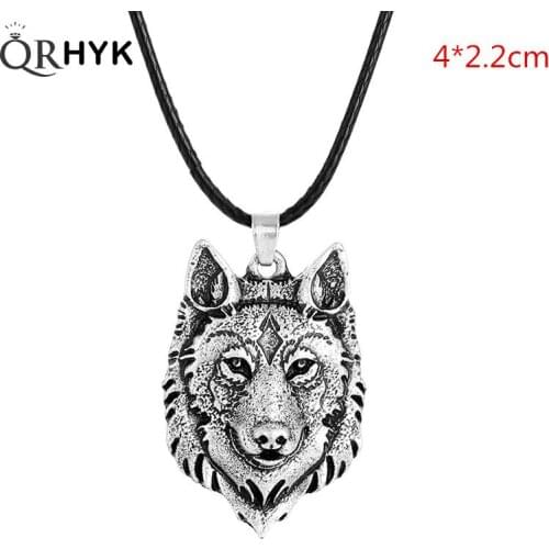 1Pc Creative Tibetan Silver Wolf Head Pendant Necklace Amulet Animal Fashion Men Gifts Jewelry