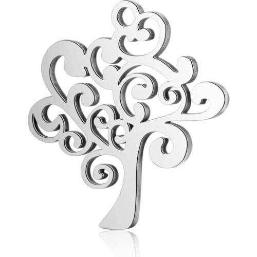 10pcs/lot 18mm Stainless Steel Tree Pendant Bracelet Charms DIY Crafting Jewelry Making Handicraft Accessories Wholesale