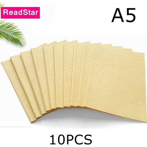 10PCS/LOT ReadStar A5 binding Cover Leather grian paper thermal binding cover Beige color Glue binding cover thermal book covers