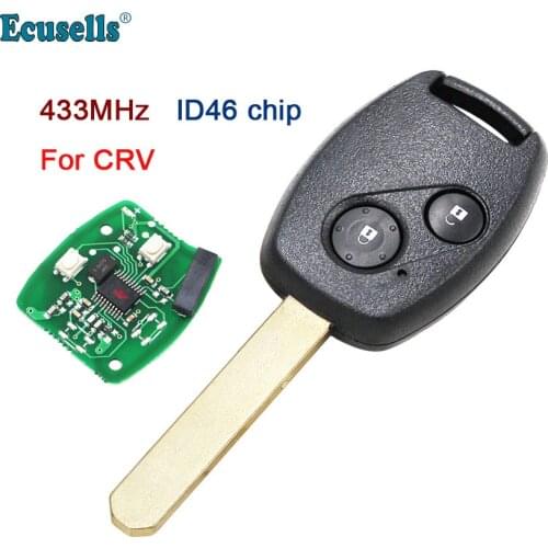 2 Button Remote Key Fob 433MHz for Honda CRV with ID46 Chip Ignition Key