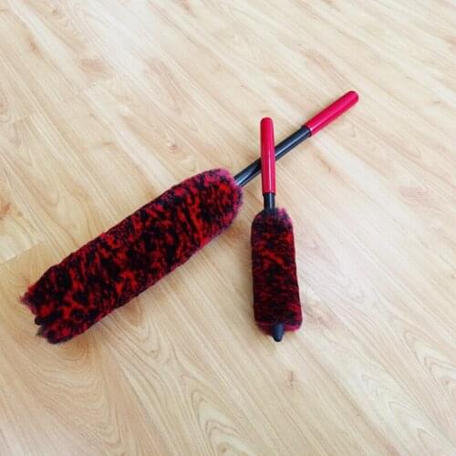 2 Pcs Mix Long Handle Premium Wool Car Rim Brush Auto Car Wheel Hub Cleaning Brush Flexible Soft Fiber Car Tire Cleaning Brush