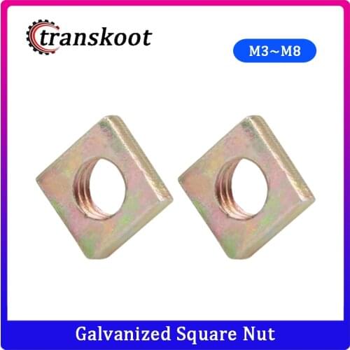 50Pcs DIN562 M3 M4 M5 M6 M8 Color Square Nuts Block with Zinc Plate Square Galvanized Square Nuts