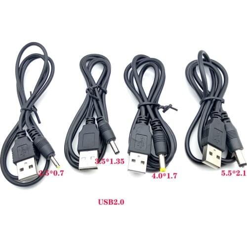 20PCS/lot USB Port to 2.0*0.6mm 2.5*0.7mm 3.5*1.35mm 4.0*1.7mm 5.5*2.1mm 5V DC Barrel Jack Power Cable Connecto