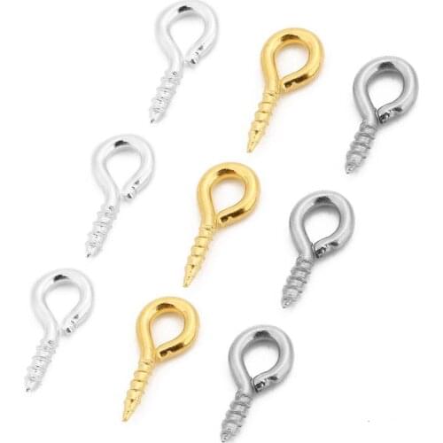 200pcs Small Tiny Mini Eye Pins Eyepins Hooks Eyelets Screw Threaded Gold Silver Clasps Hooks Jewelry Findings For Making DIY