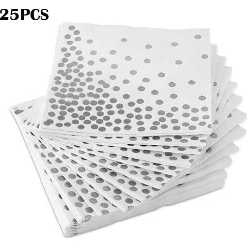 25pcs Dot Paper Napkin Party 100% Virgin Wood Paper Tissue For Wedding Baby Birthday Home Decor Supplies Serviettes