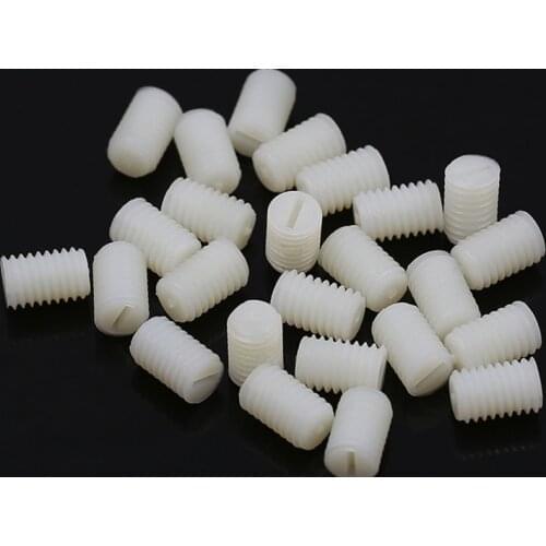 5-60PCS Metric Plastic Slotted Screw Flat-Tip Set Screws Nylon Set Grub Screw Headless Slotted Bolts M3 M4 M5 M6 M8 M10 M12