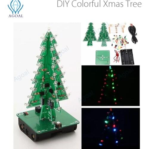5Pcs/Lot DIY Colorful 3D Christmas Tree LED Flash Kit Xmas gift Electronic Learning Kit DIY parts Kit starter kit