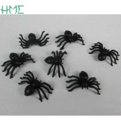 50pcs Halloween Decoration wholesale Novelty Small Toy Black Simulation Mite Halloween Plastic Toy Spider Approx 21 x 14 mm