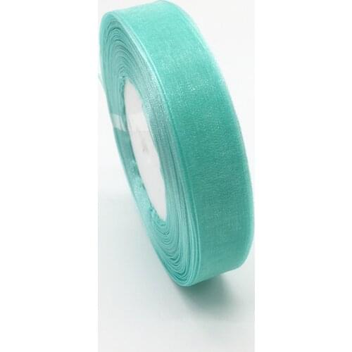 50Yards 5/8" 15mm Cyan Organza Ribbon Bow Hair Wedding Christmas Decoration Lace Crafts