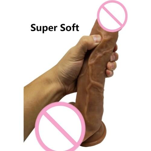 AMABOOM 24*4.5CM Super Huge Realistic Silicone Dildo Two Layer Big Penis Dick With Suction Cup Soft Dildos Adult Toys for Woman