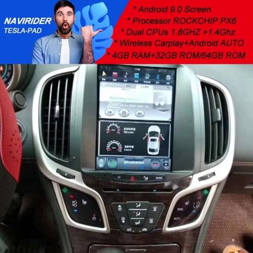 PX6 Car Screen Android 9 GPS Navigation Multimedia For Buick LaCrosse 2012 2009 10.4" Tesla Autoradio DSP Head Unit