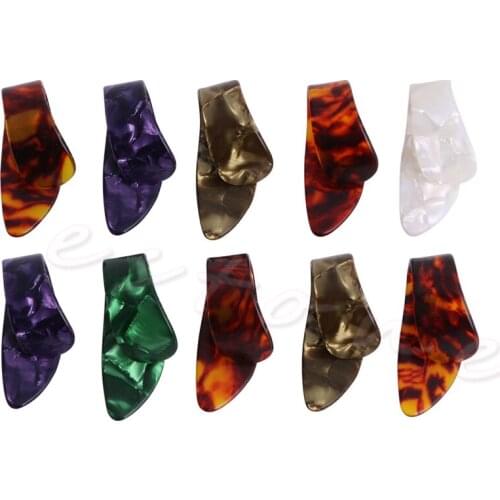 10Pcs Celluloid Guitar Thumb Picks Finger Plectrum Band Mix Color Liparite Set U7EF