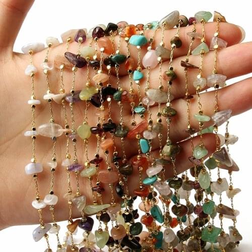 1M Stainless Steel Gold Color Chain irregular Stone Beads for Jewelry Making DIY Handmade Necklaces Ankles Accessories