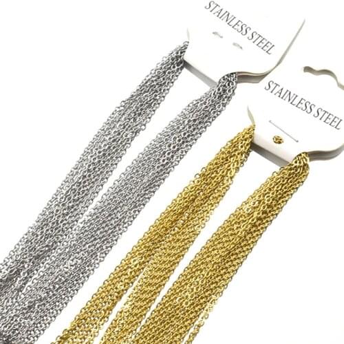 10pcs Length 50cm Width 1.5/2mm Stainless Steel O-chain Chain Necklace For DIY Jewelry Making Materials Accessories Wholesale