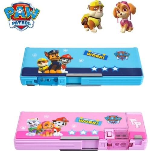 PAW Patrol Cartoon Student Stationery Box Environmental Protection Multi-function Storage Box Double Door Double Open Pen Case