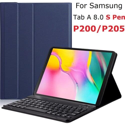 For Samsung Tab A 8.0 2019 S Pen P200 P205 Case with Keyboard Russian Spanish Wireless for Samsung Tab A 8.0 S Pen P200 Cover