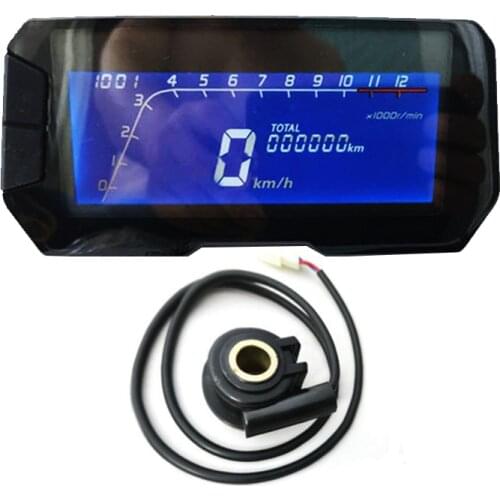 DC 12V Motorcycle LCD Digital Speedometer Odometer RPM Speed Fuel Gauge Kph Mph with Sensor-B