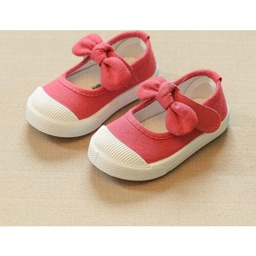 Children Canvas Casual Shoes Kids Lovely Bow Flat Heels Shoes Girls Spring 2021 Princess Solid Color Sneakers for Toddler Girl