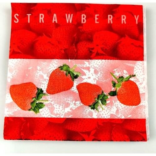Birthday Events Party Strawberry Theme Towels Kids Girls Favors Napkins Baby Shower Decoration Tableware Supplies 20pcs/pack