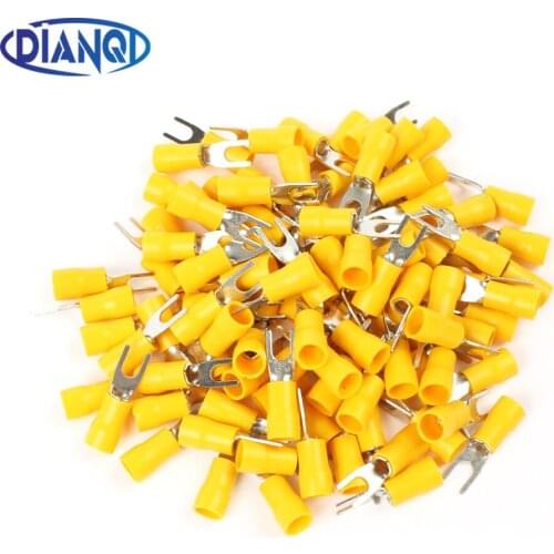 SV5.5-4 Yellow Furcate terminals Cable Wire Connector 100PCS/Pack insulated terminal block 12-10AWG SV5-4 SV