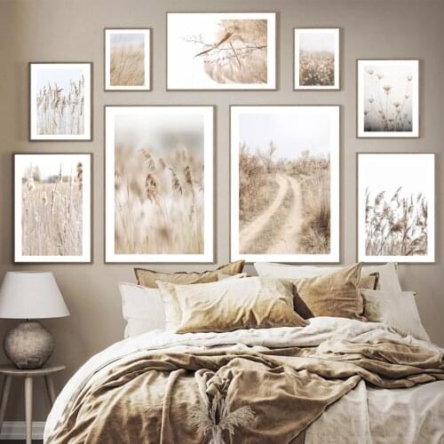 Country Road Reed Grass Dried Flower Dandelion Wall Art Print Canvas Painting Nordic Poster Decoration Pictures For Living Room