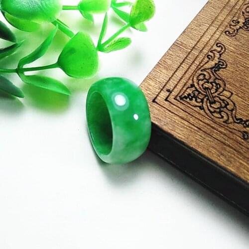 Natural green jade for men women brand ring hand-polished jade hand-carved ring emerald rings