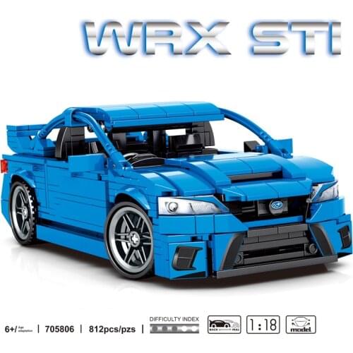 Technical 1:18 scale japan super sport car 11th SUBARU Impreza WRX STI building block Pull back vehicle brick toy collection