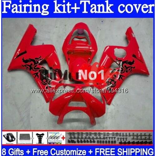Body For KAWASAKI ZX 6R 600 ZX 636 6 R 600CC Glossy Red 96MC.42 ZX-636 ZX-600 ZX600 ZX636 ZX-6R 2003 2004 ZX6R 03 04 Fairing