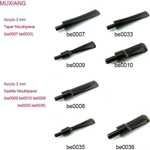 MUXIANG 7 Pcs/lot Smoking Pipe Specialized Mouthpiece 3mm Filter Briar Wood Tobacco Pipe Acrylic Taper Mouthpiece be0007-be0036