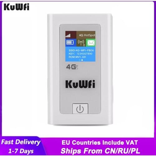 KuWFi Power Bank 4G LTE Router 3G/4G Sim Card /TF Card Wifi Router Pocket 150Mbps CAT4 Mobile WiFi Hotspot with SIM Card Slot