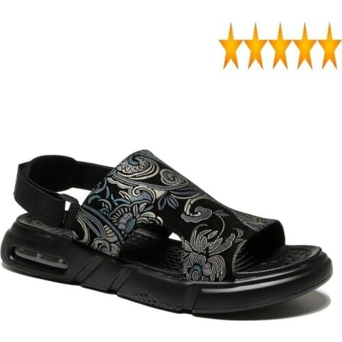Open Hand Painted Summer Casual Toe Breathable Mens Beach Samdals Korean Fashion Black Hook Platform Footwear Chaussure Homme