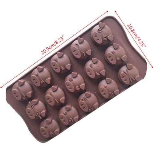 M17D 15 Holes Funny Pig Shaped Silicone Soap Candy Fondant Chocolate Mould Cookies Cake Mold DIY Kitchen