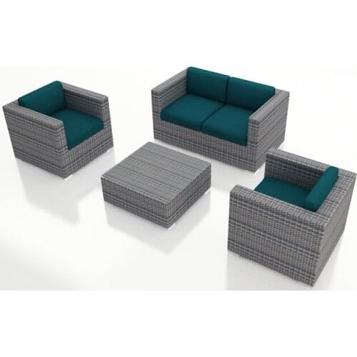 Sofa Furniture 4 Piece Weathered Stone Wicker Patio Sofa Set