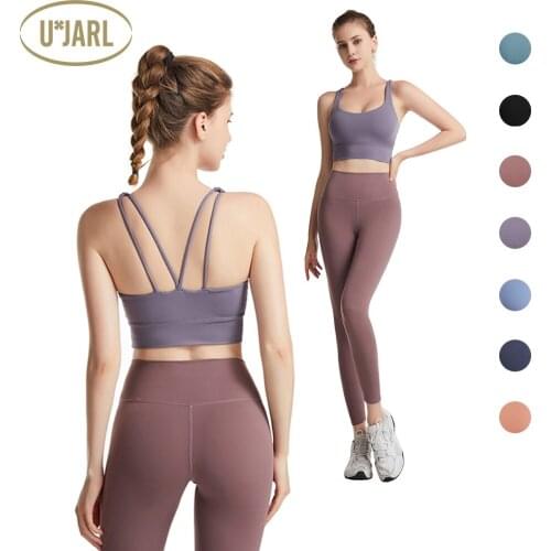 UxJARL Cross Strappy Back Fashion Yoga Bra Multi-Color Anti-Sweat Shockproof Push Up Breathable Sports Running Workout Vest Top