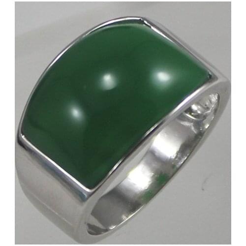 Wholesale mans green Natural JADE silver plated ring #7--12
