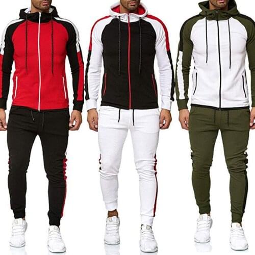 Mens Sportswear Suit Mens 2020 Autumn And Winter Hot Sale Stripe Style Color Matching Suit Cardigan Hooded Casual Jacket 5XL