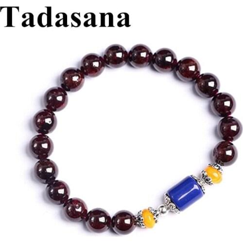 Natural Red Garnet Friendship Bracelet Femme Lapis Lazuli Bucket Beads Crystal Bracelet Men Jewelry Gifts For Valentines Wholesa