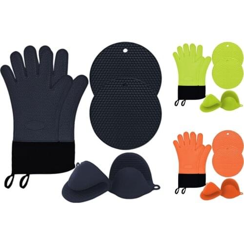 New Honeycomb Silicone Gloves Anti-Scalding Hand Clip Placemat Set Household Microwave Oven Gloves Oven Mitts