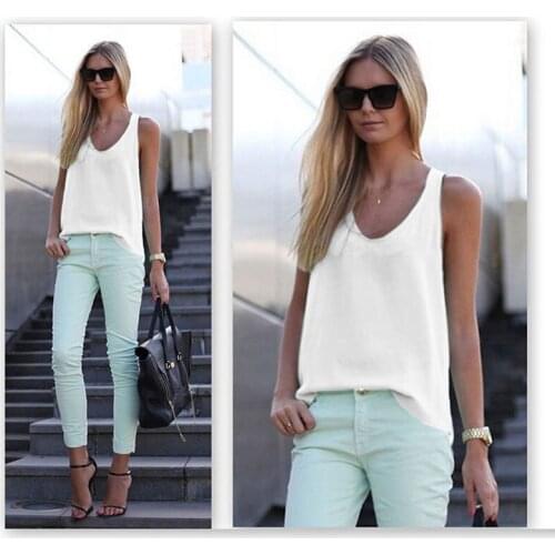 Solid White Tops Tees Women Summer Tank Tops Beach Sleeveless Sexy Tops Chiffon Metallic Women Tank Top Female Crop Vest Top 3XL