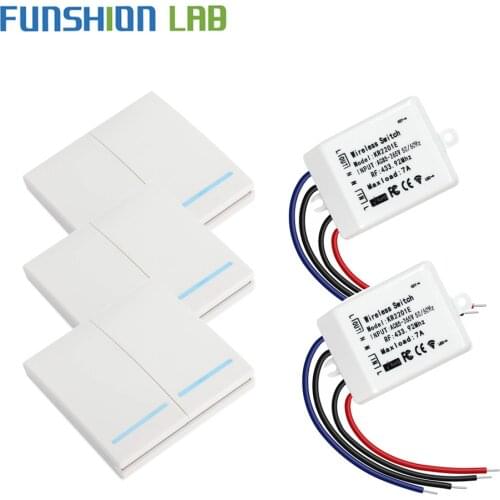 FUNSHION 433Mhz 86 Type Portable RF Wireless Switch Light Remote Control Switch AC 110V 220V Receiver Smart Switch Wall Panel