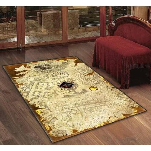 Retro Magic World University Map Floor Rug Carpet Room Doormat Non-slip Mat