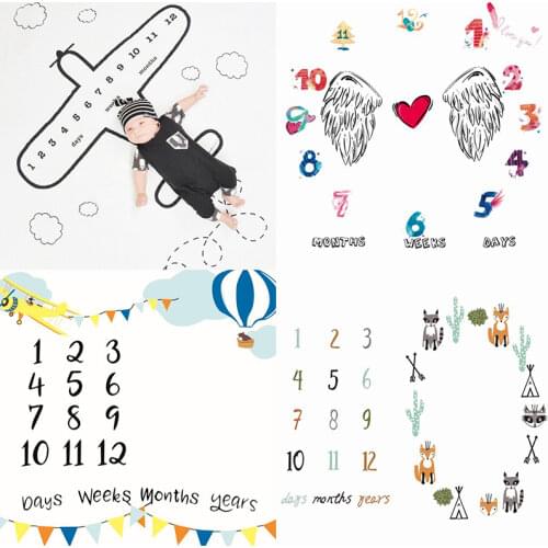 Cartoon Pattern Infant Baby Milestone Photo Props Background Blankets Backdrop Cloth Calendar Boy Girl Photo Accessories