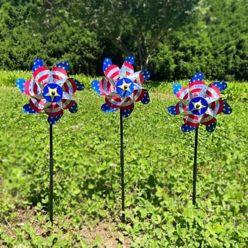 Garden Pinwheel US Flag Pinwheel Yard Whirligig Wind Spinner Bird Repeller Pinwheels Bird Away Windmill Protect Lawn Decor