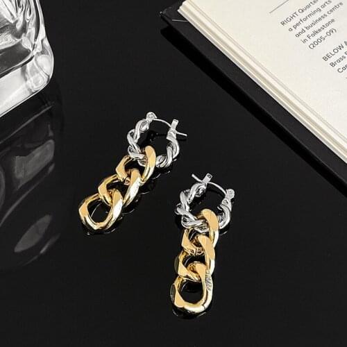 Collision color chain earrings pendant metal color earrings INS wind simple twist earring small audience design earrings female