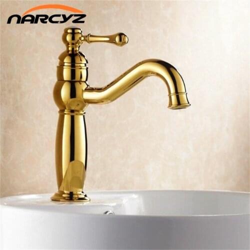Basin Faucets Modern Gold Color Deck Mounted Bathroom Mixer Faucets Gold Finish With Diamond High Bathroom Sink Faucet XT832